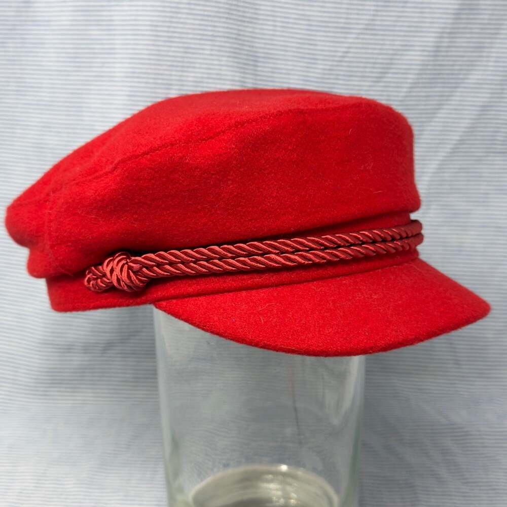 H&M Divided Red Wool-Blend Felt Page Boy Newsboy Cap Hat Large